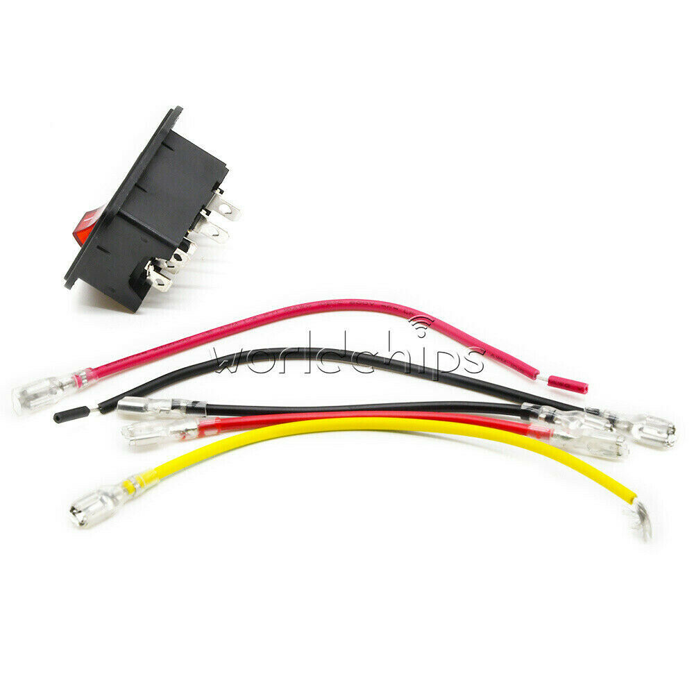 10A 250V Red and Black 3 Pin Switch Power Socket With Fuse + Line