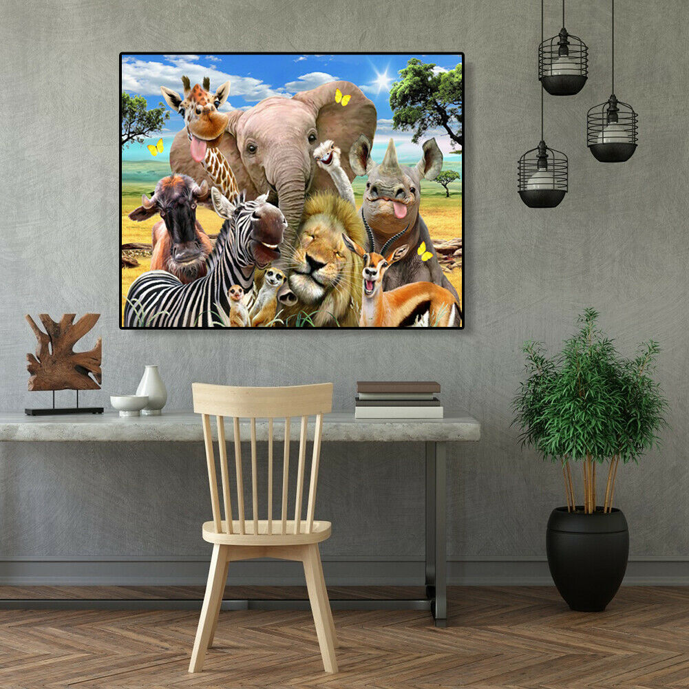 Painting By Numbers Kit DIY Happy Animals Canvas Oil Art Picture Home Decor @
