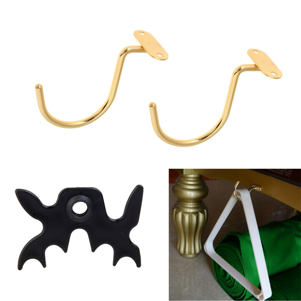 Pool Cue Billiard Bridge Stick Rest Head & 2 Snooker Table Hook Rack Hanger
