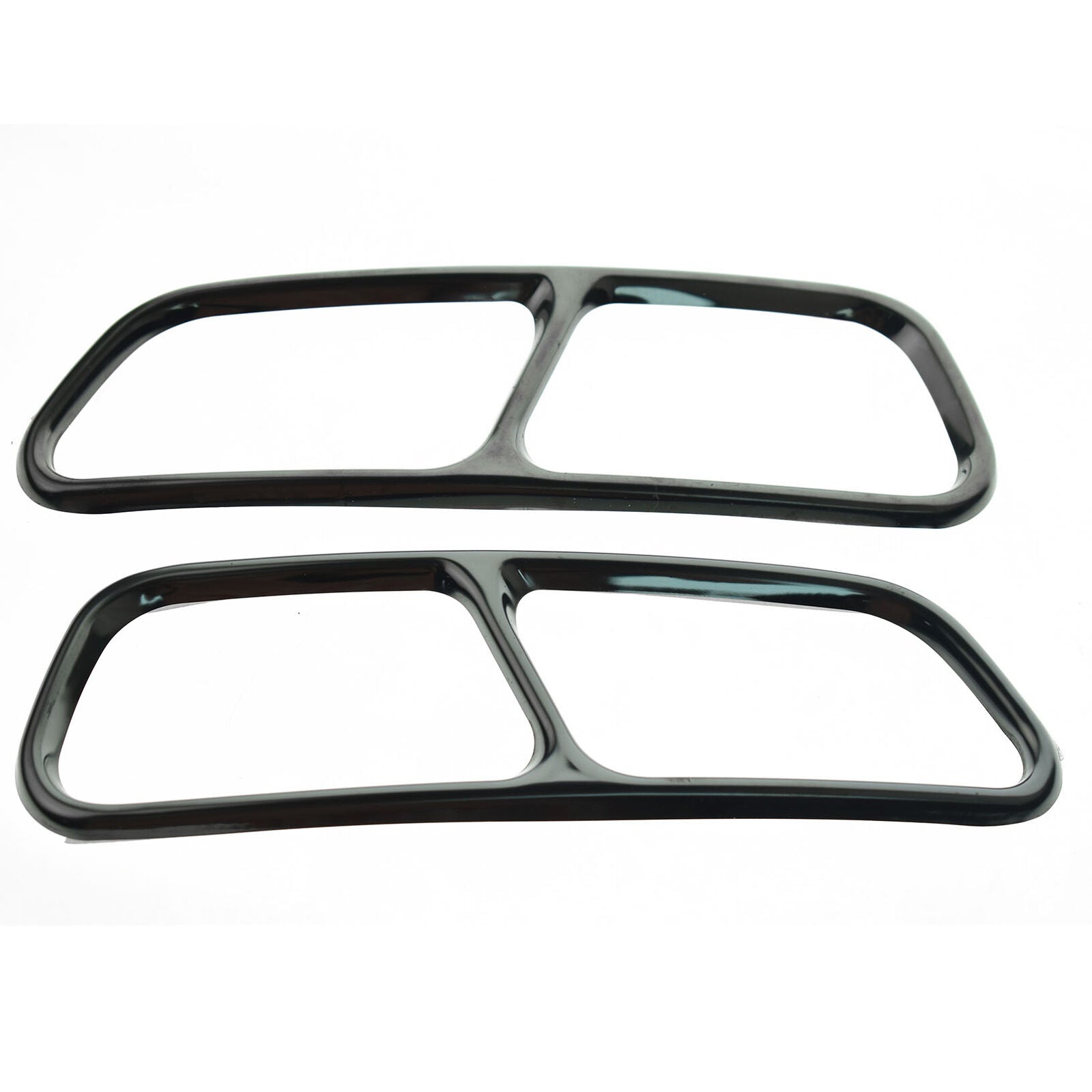 2x Black Exhaust Tips Stainless Steel Cover Mouldings Trim for Audi A6 C7 A7 A12