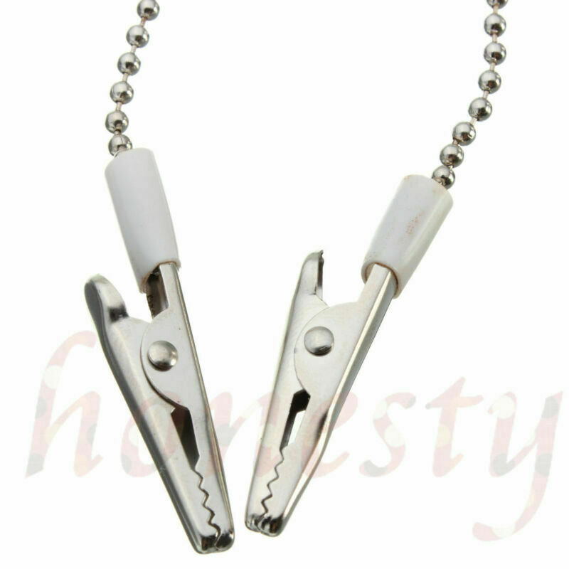 2pcs Napkin Holder Dental Lab Bib Crocodile Clip Flexible Metal Ball Chain