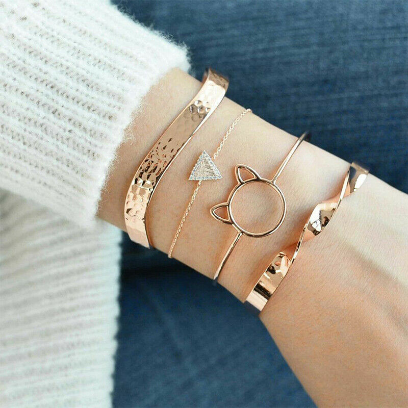 4Pcs/set Geometric Chain Bracelets for Women  Charm Bangles Fashion Jewel.l8