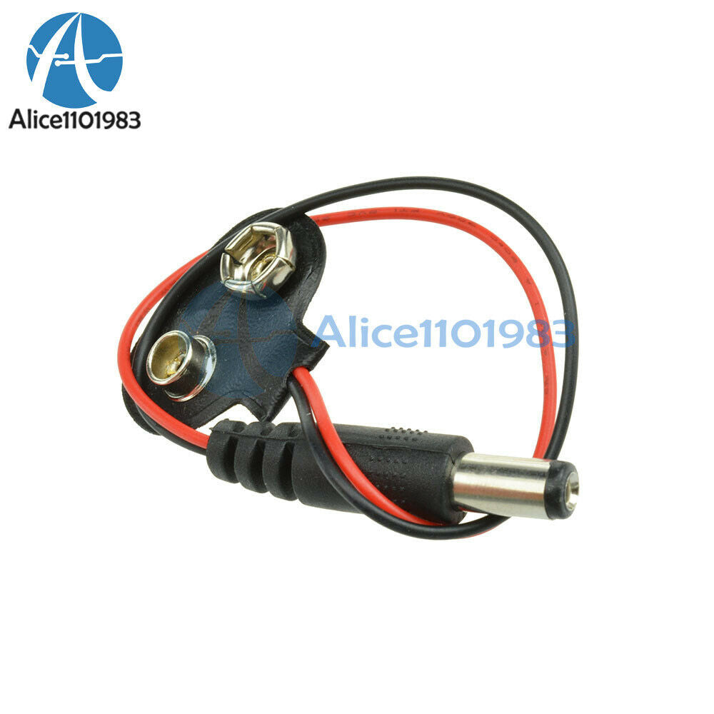 2PCS T type 9V DC Battery Power Cable Barrel Jack Connector for Arduino DIY