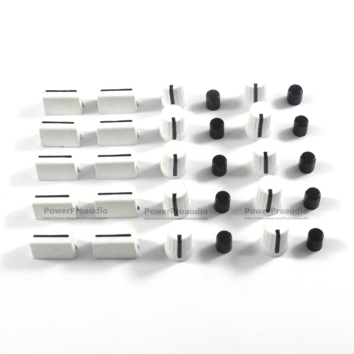 10 Rotary Knob+10 PCS Fader Cap For Rane Mixer TTM 57 61 62 64 68 (White )