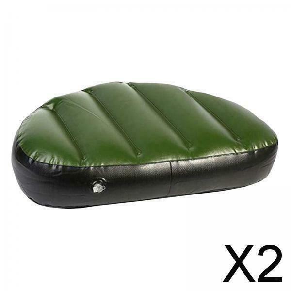 2X Inflatable Seat Cushion Boat Air Seat Pad For Fishing Camping Black+Green