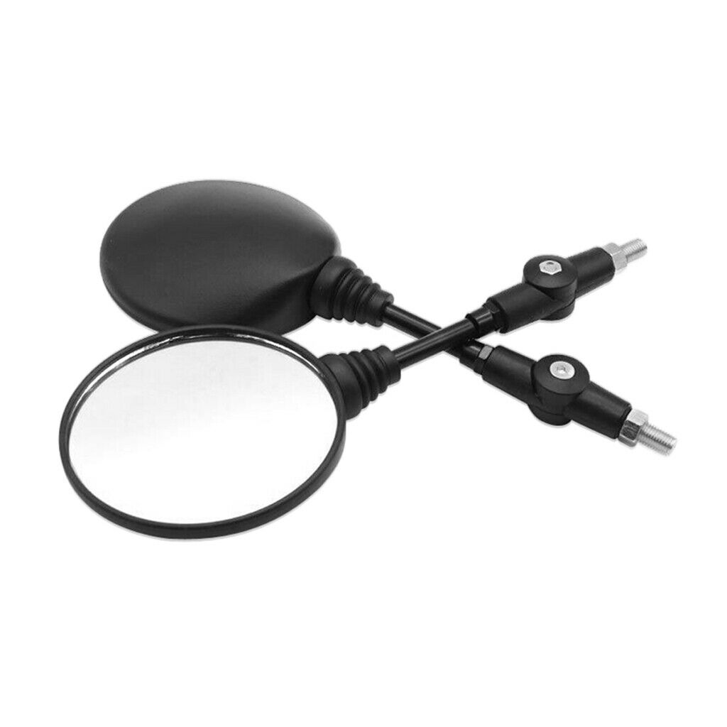 1 Pair Rero Collapsible Round Motorcycle Rearview Mirror 180°Adjustable