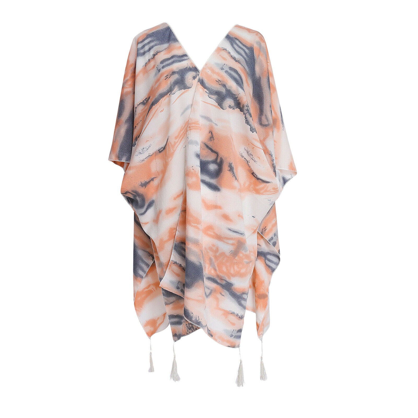 Women's Print Tassel Cardigan Floral V-Neck Open Front Swim Casual Holiday