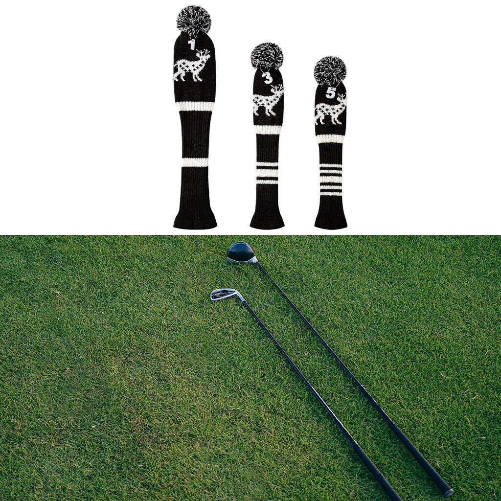 3x Elk Pattern Golf Head Cover Club Wood Headcover Protector Golfer Gift