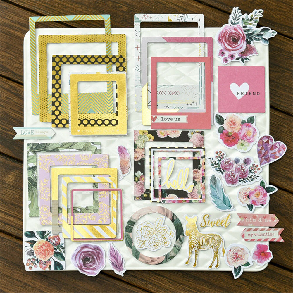 32pcs photo love flowers frames cardstock die cut for scrapbooking/photo deco XC