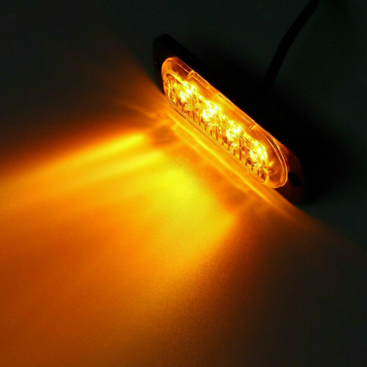 4Pcs Car Truck Amber 4LED Emergency Beacon Warning Light Hazard Flash Strobe Bar