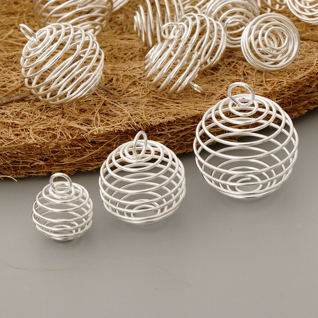 Spiral Cages Pendants for Jewelry Making (15/25/30mm) 10pcs for Each Size 30pcs