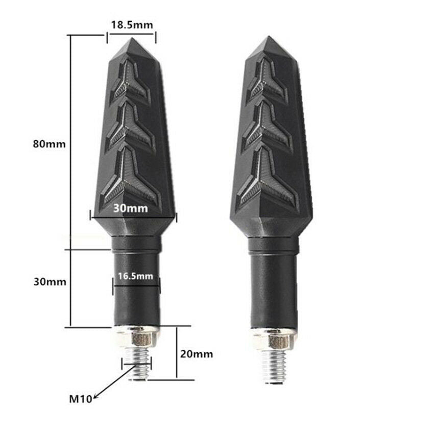 2Pcs Amber LED Flowing Turn Signal Light Lamp Indicator for Motorcycle Motorbike