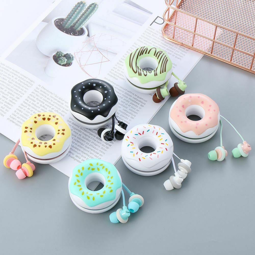 Mobile Phone Wired HiFi Headset In-Ear Earphone Stereo Donuts Macarons Earbuds
