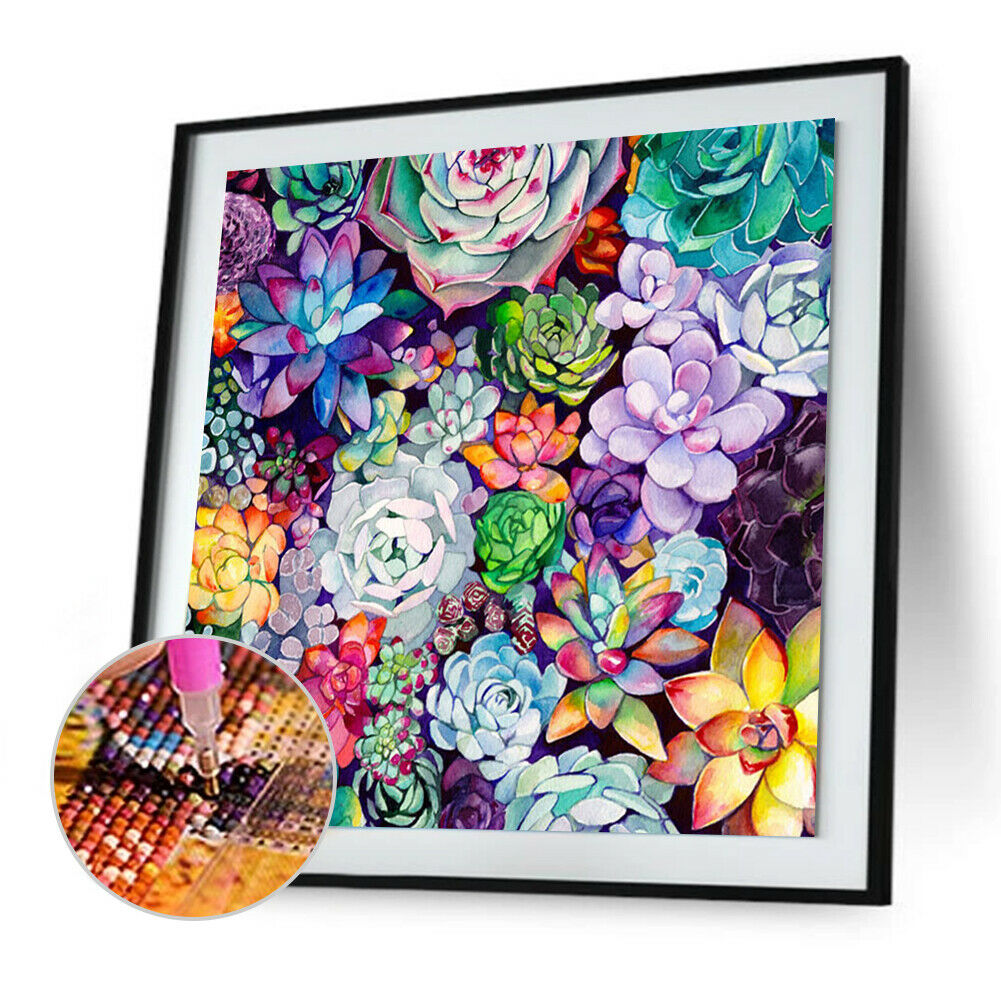 5D Full Square Drill Mosaic Picture DIY Colorful Flowers Diamond Painting @