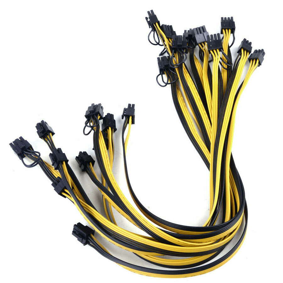 10Pcs 30cm 6Pin to 8Pin (6+2 Pin) PCI-E Cable 18AWG Mining Efficient & Practical