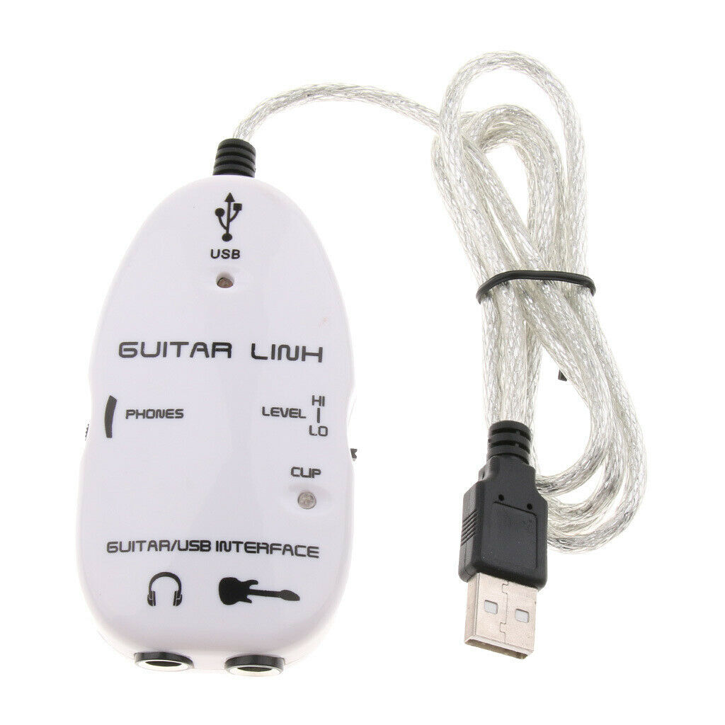 Guitar to USB Link Cable Stereo Headphone Adapter for Instruments Recording