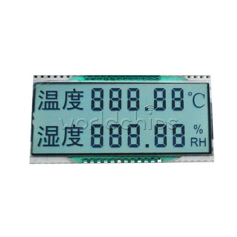 3.3V 1/4 Duty GDC03849 Double Row Segment Temperature Humidity LCD Display