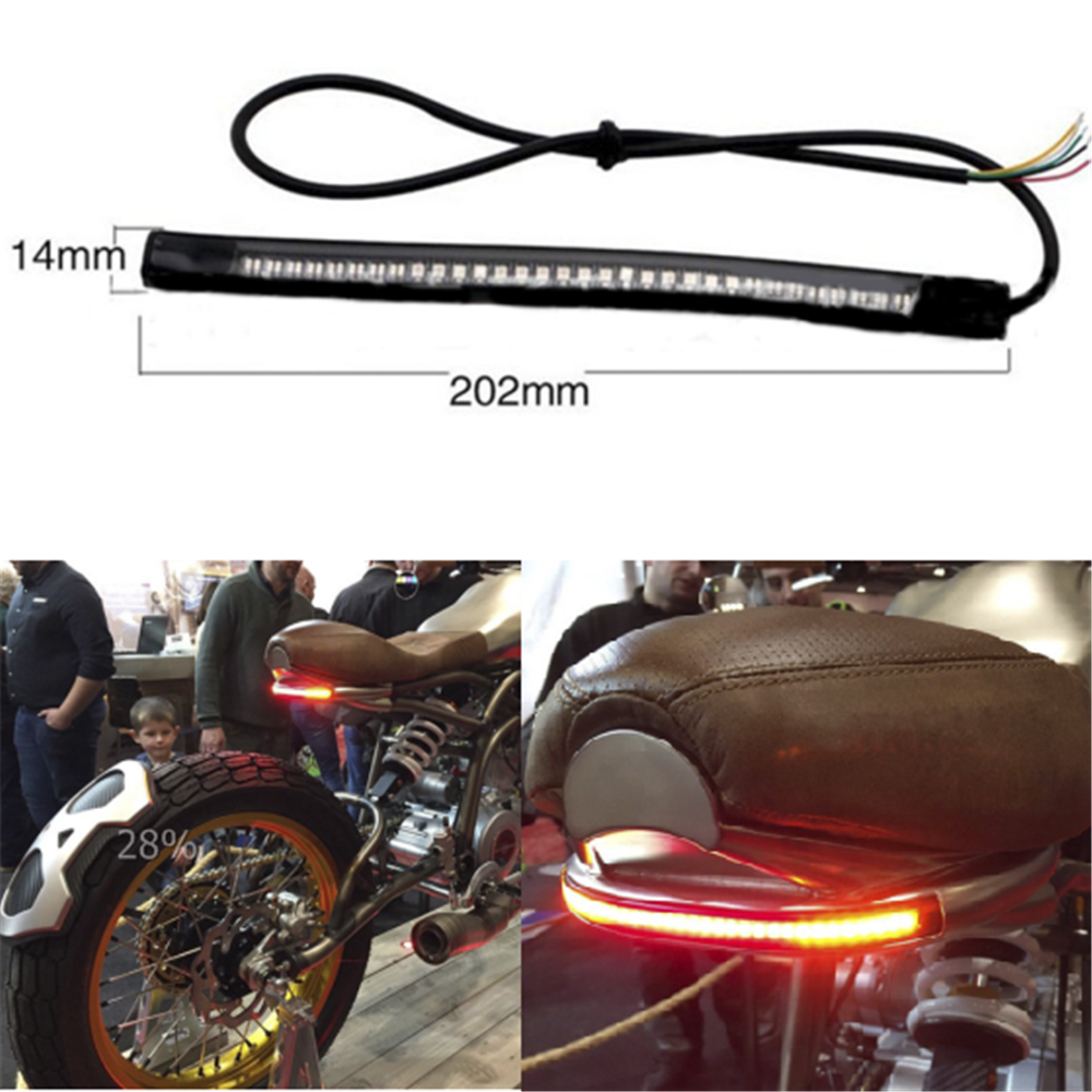 48LED Universal Flexible Motorcycle Light Strip Rear Tail Brake Stop Turn Signal