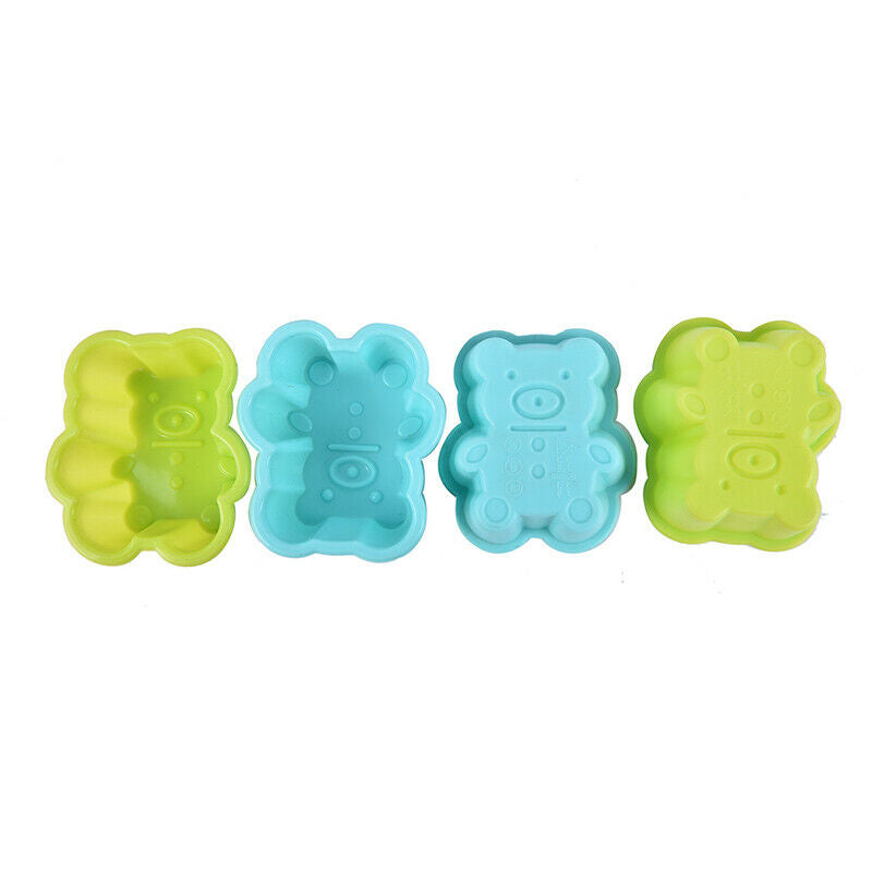 4PCS Cute Bear Silicone Cookies Molde Cake Mold Muffin Cup Kitchen Bakeware T DD