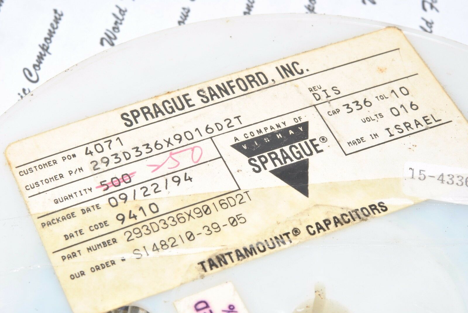20pcs - SPRAGUE 33uF (33µF) 16V 293D336X9016D2T SMD Tantalum Capacitor