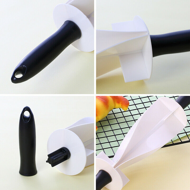 Blade Roller Croissant Cutter Rolling Pin Non-Stick Cutter Cake Baked Pas DD