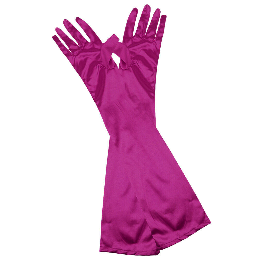 2Pairs Long Gothic Operon Satin Gloves Fancy Dress Woman
