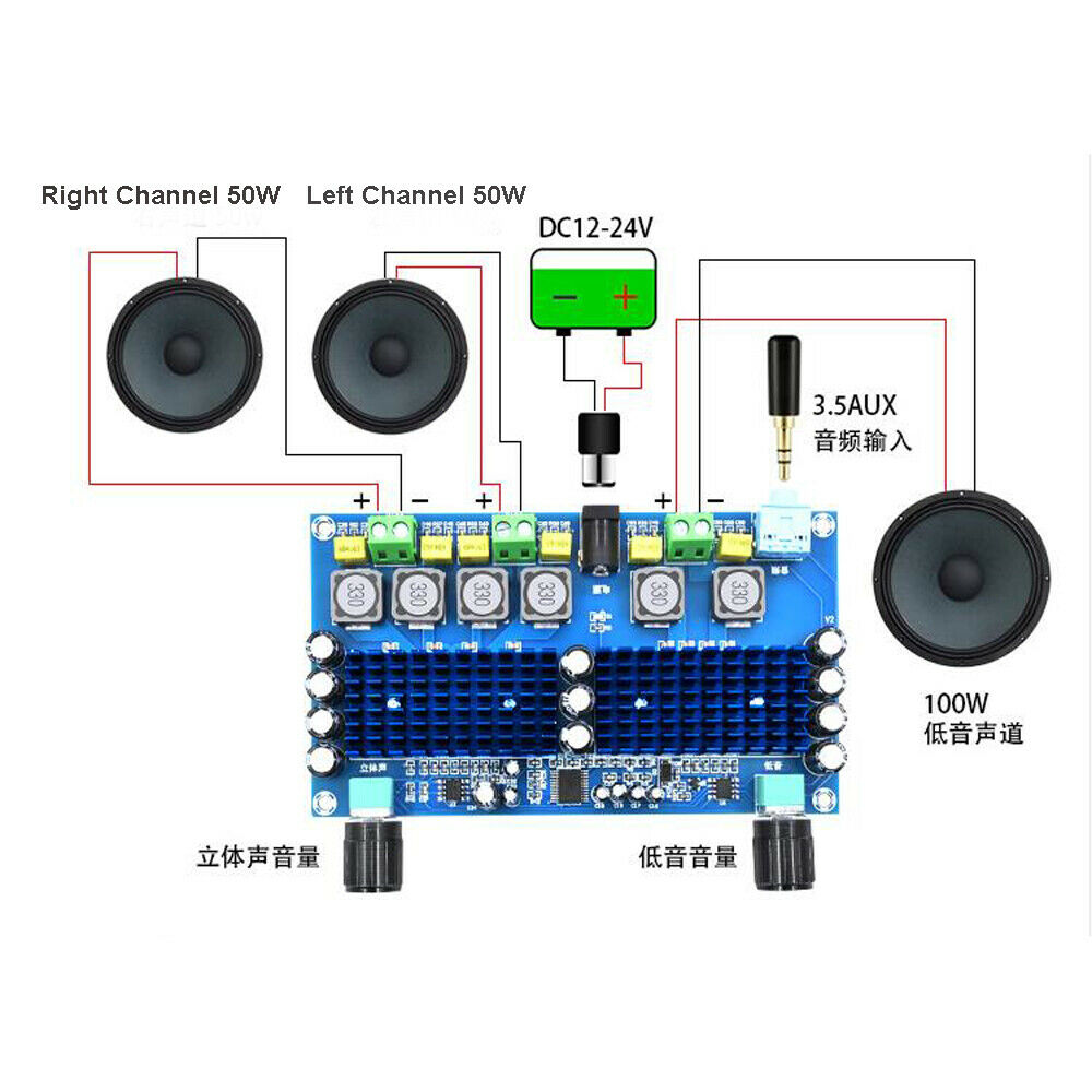 50W*2+100W digital power amplifier TPA3116D2 dual-channel audio amplifier board