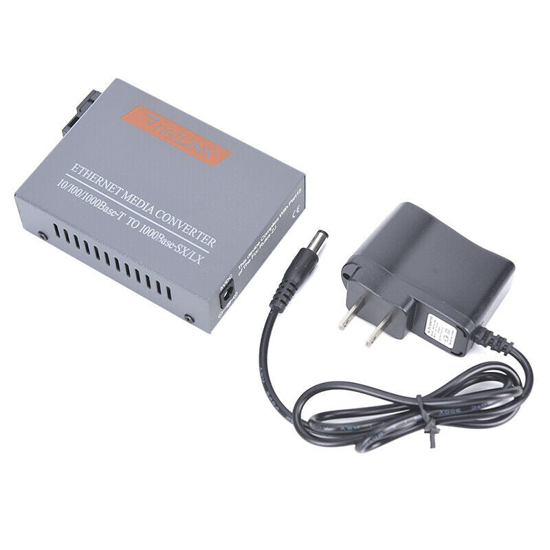1Pair HTB-GS-03 A/BGigabit Fiber Optical Media Converter 1000Mbps 20KM US Plu.DD