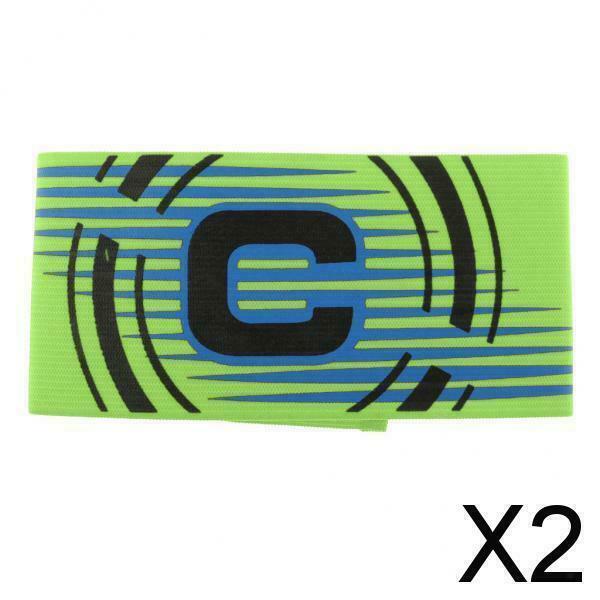 2X Captain Armband Football Soccer Sports Adjustable Arm Bands Shiny Green