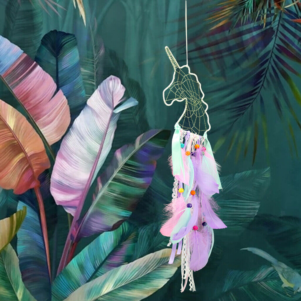 Magical Unicorn Dream Catcher, Handmade Dreamcatchers for Bedroom Wall Hanging &