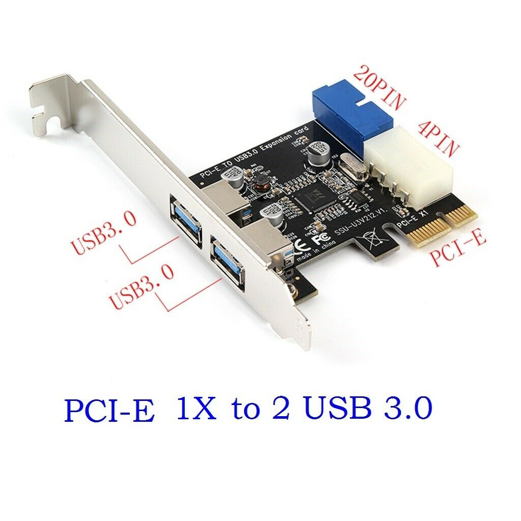 Dual Ports PCI-E to USB 3.0 HUB PCI 19pin Express Expansion Header Card Adapter