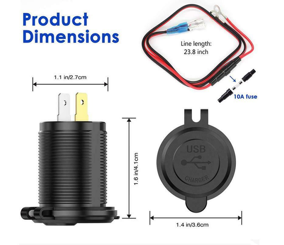12V 4.2A Dual USB Car Fast Charger Socket Power Outlet LED Voltmeter Waterproof