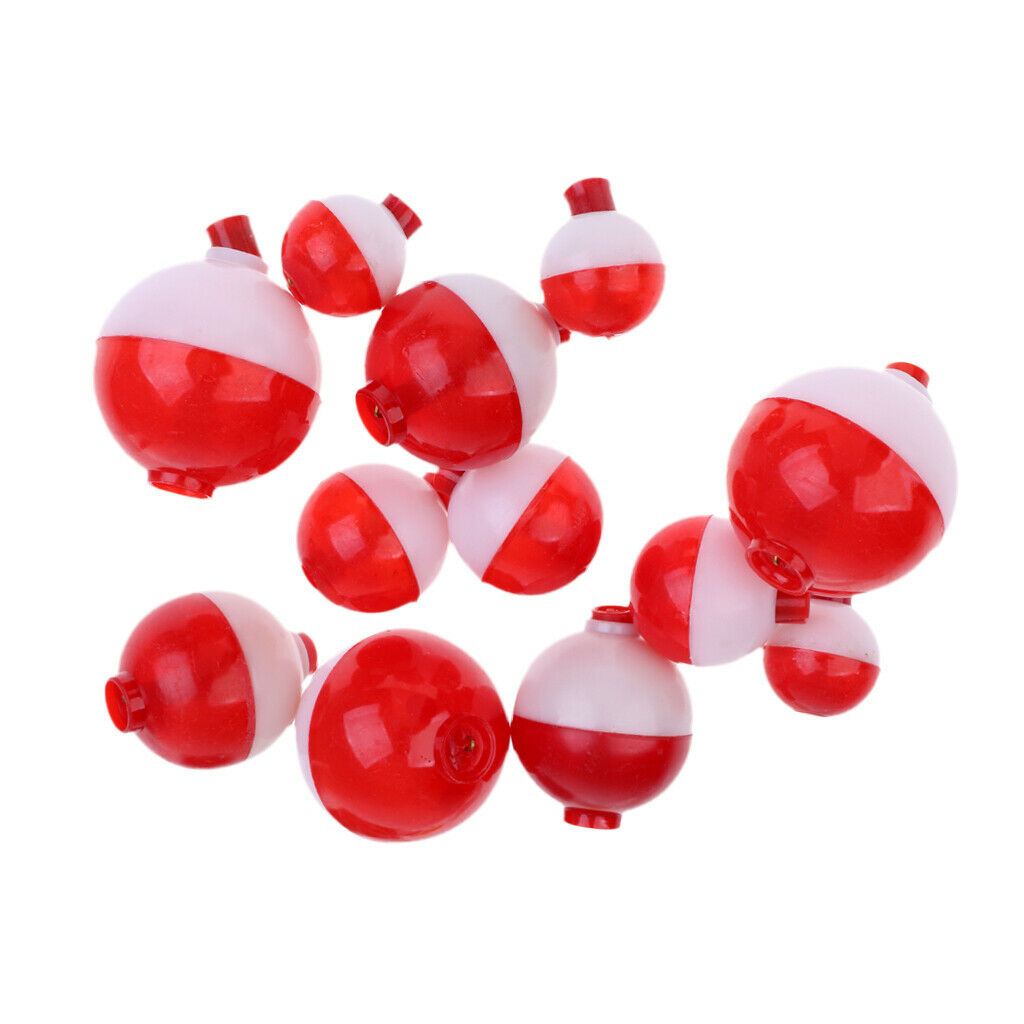 2X Lot Of 12pcs Fishing Bobber  Round Snap Fishing Float Set