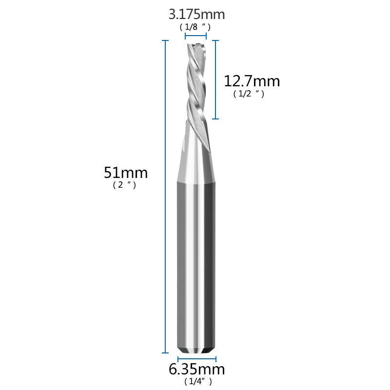 6.35Mm Shank 3-Slot Compression Milling Cutter Spiral Carbide Milling Cutter
