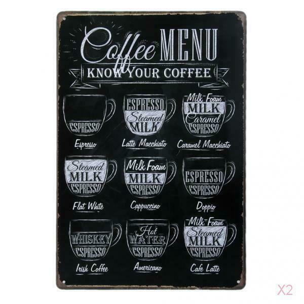 2pcs Tin Signs - Retro Style Metal Sign Decorative Wine Beer Coffee Iron Sheet