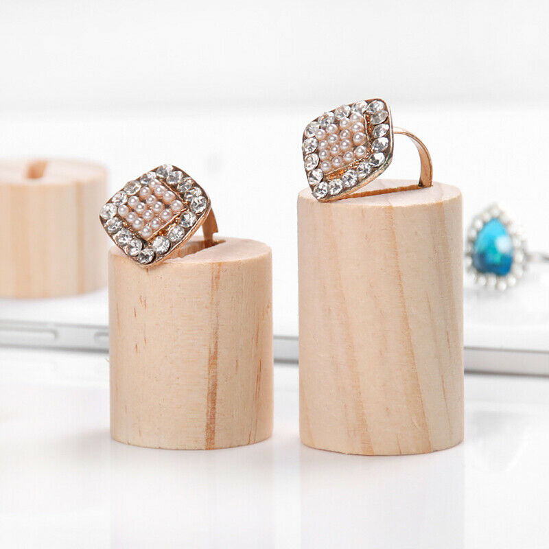 5 Pcs Wooden Ring Jewelry Display Rack Organizer Stand Cone Shape Ring Holder