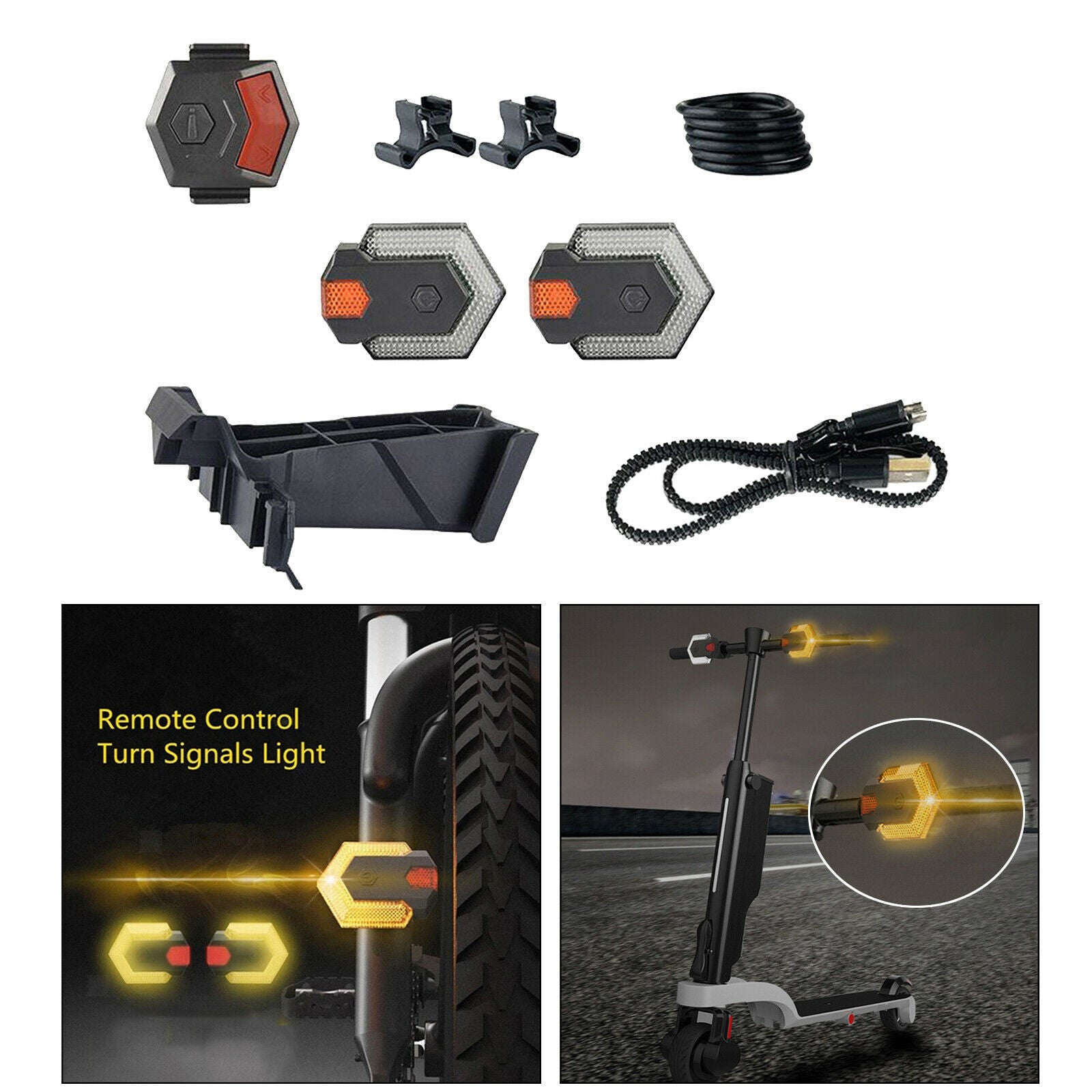 2Pieces Bike Tail Light Bicycle Turn Signal with Remote Control Safety
