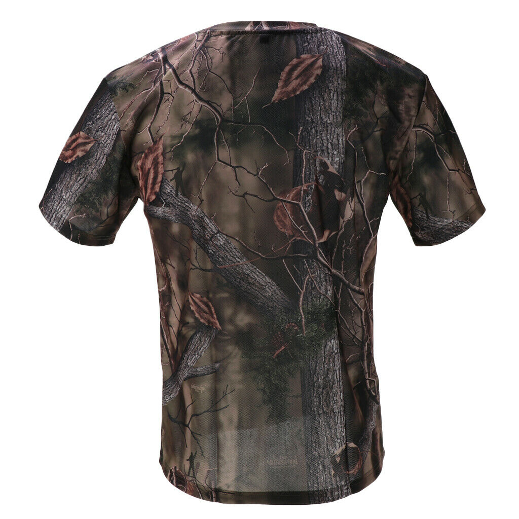Men Short Sleeve T Shirt Hunting Bionic Camouflage Quick-dry Clothing XL
