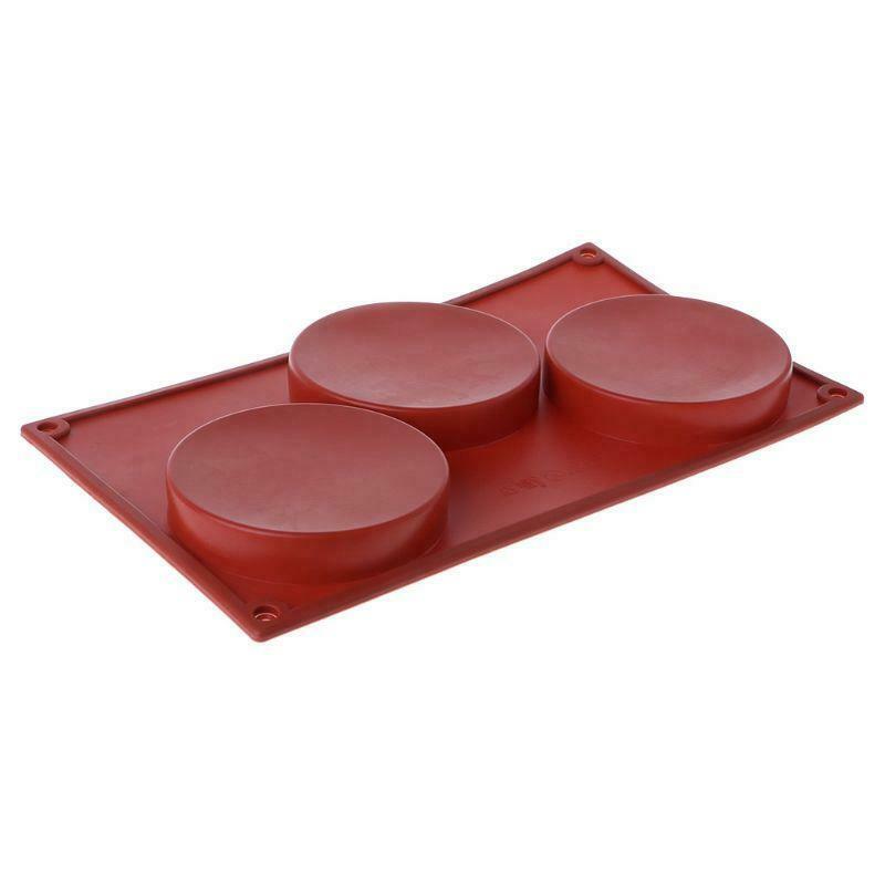 3-Cavity Large Round Disc Candy Silicone Shallow Cylinder Cake Chocolate Mold