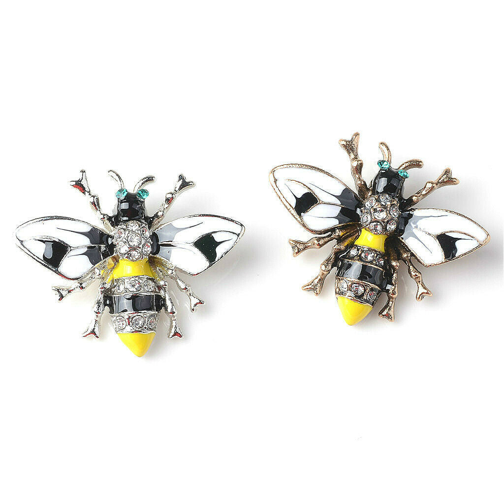 4x Alloy Bee Crystal Enamel Flatback Button for DIY Hair Accessories Jewelry