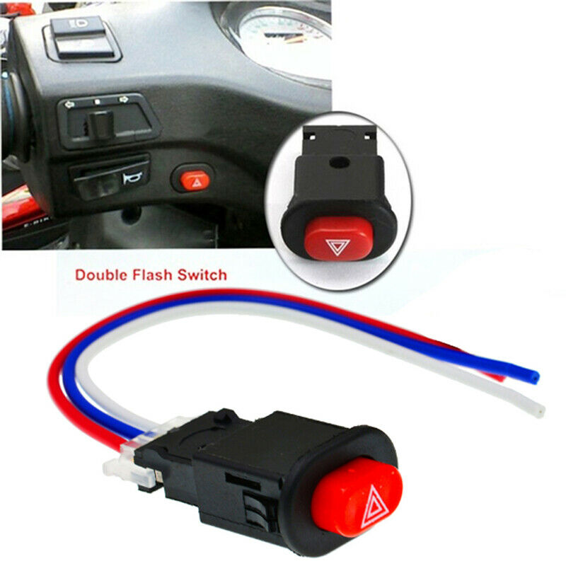 Motorcycle Hazard  Switch Double Warning Flasher Emergency Signal w/3 Wires Lt