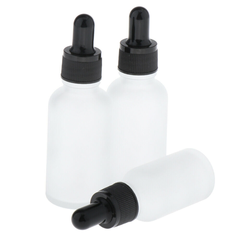 3Pcs 30ml Frosted Glass Mini Refillable Essential Oil Dropper Bottles