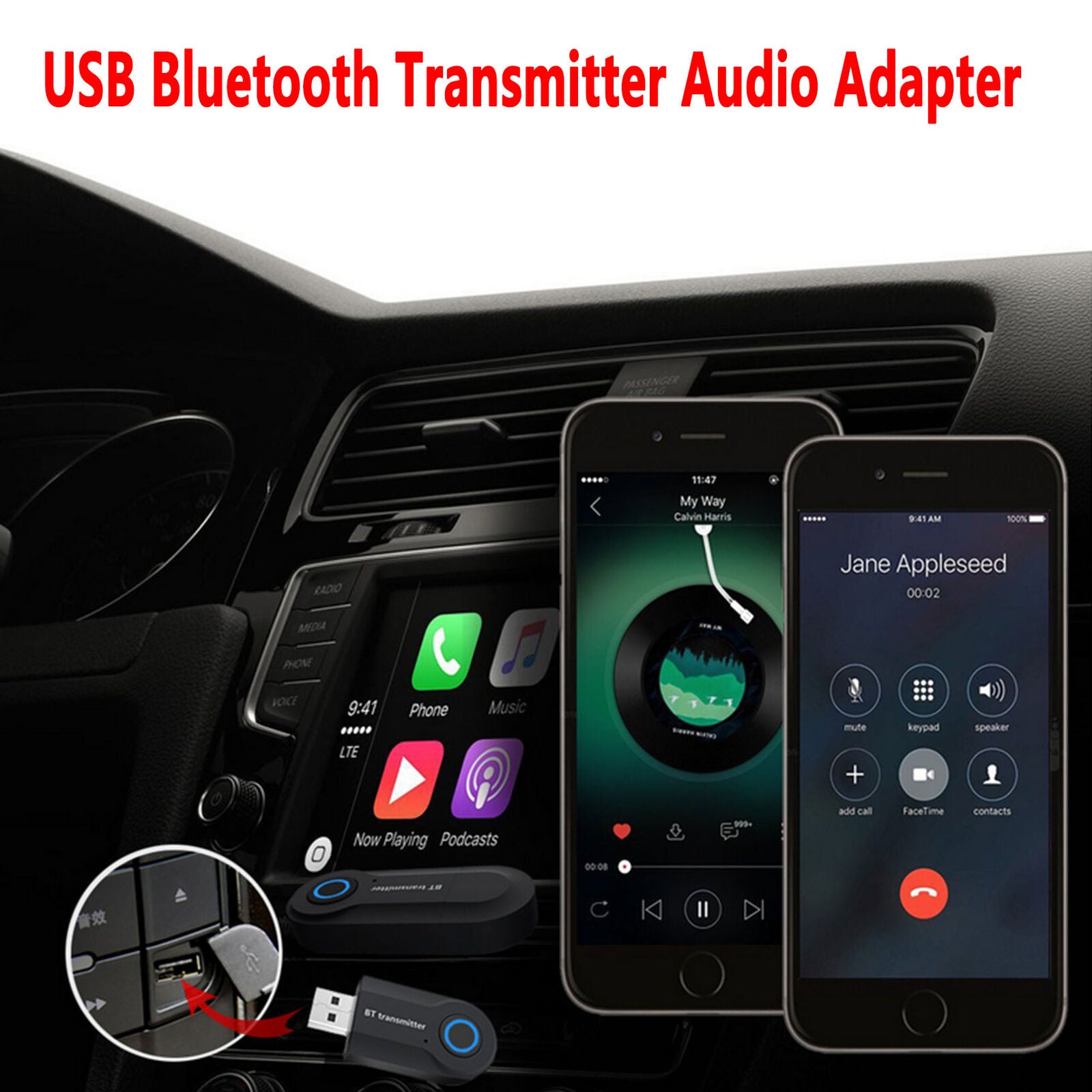 Bluetooth 4.0 Transmitter Audio BT Wireless Adapter 3.5mm Jack for TV Stereo PC