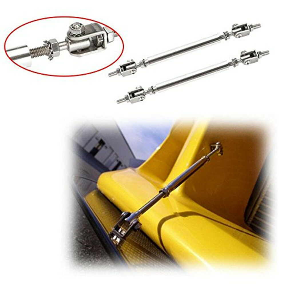 2Pc Adjustable Front Rear Bumper Lip Splitter Diffuser Strut Rod Tie Support Bar