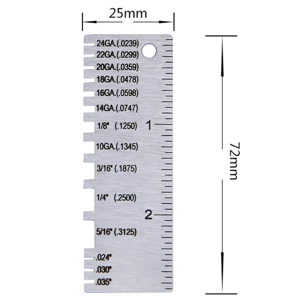 Welding Gauge Wire Round Dual 2 pcs Stainless Steel Metal Sheet Thickness Gauge
