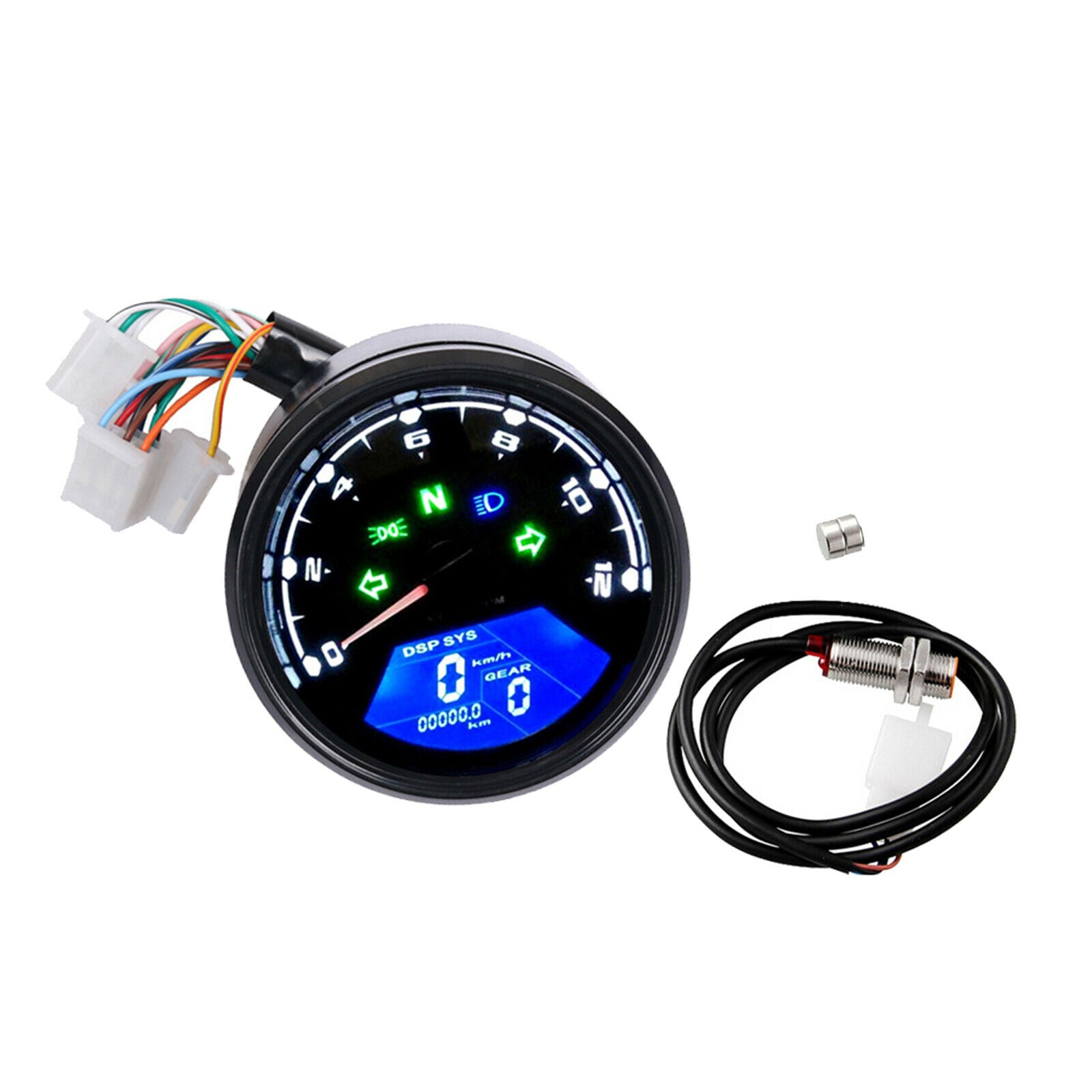 Universal Motorcycle Speedometer Odometer Digital 12000 RPM 199 MPH Black