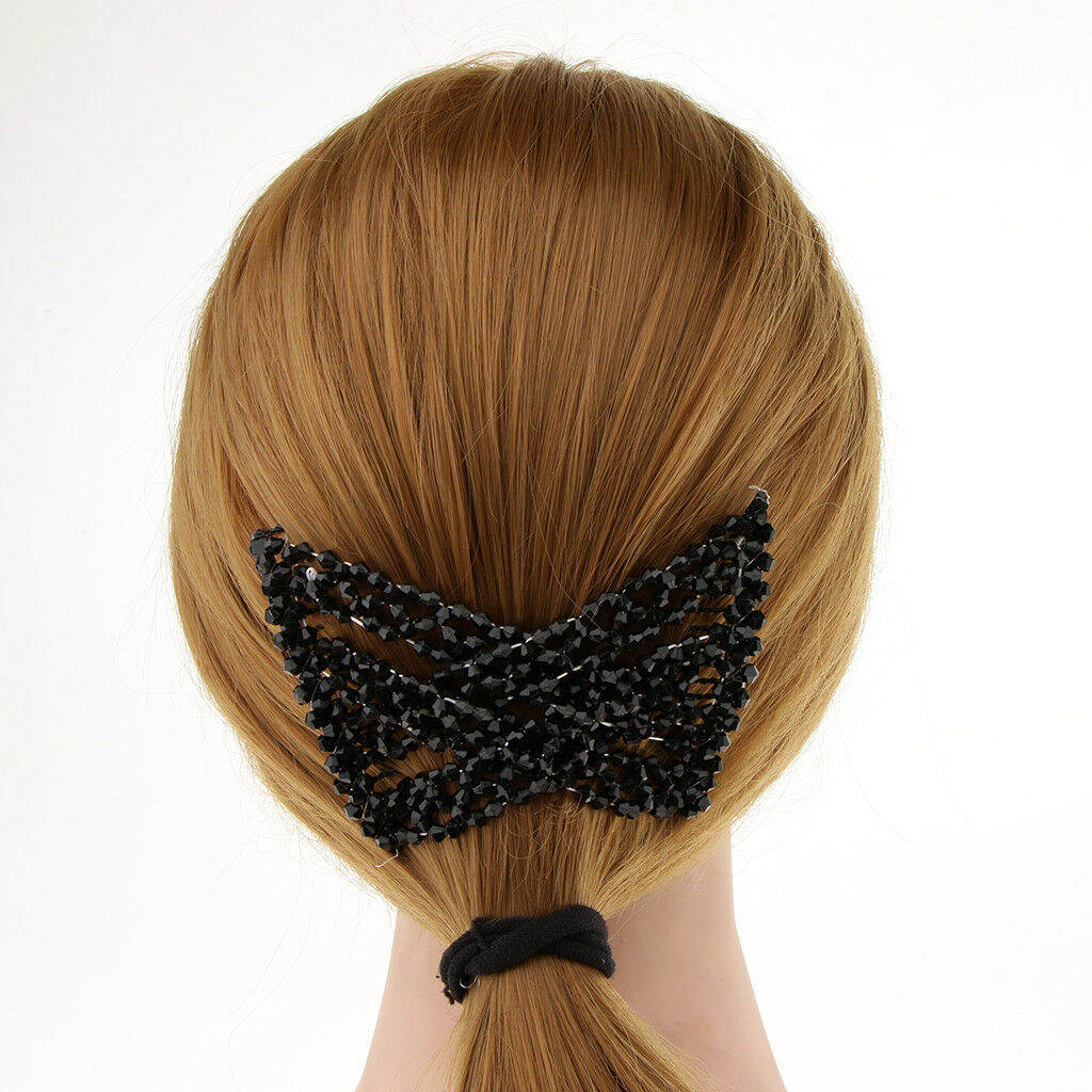 Black Beaded Magic Hair Combs Beads Double Hair Clips for Thick Hair