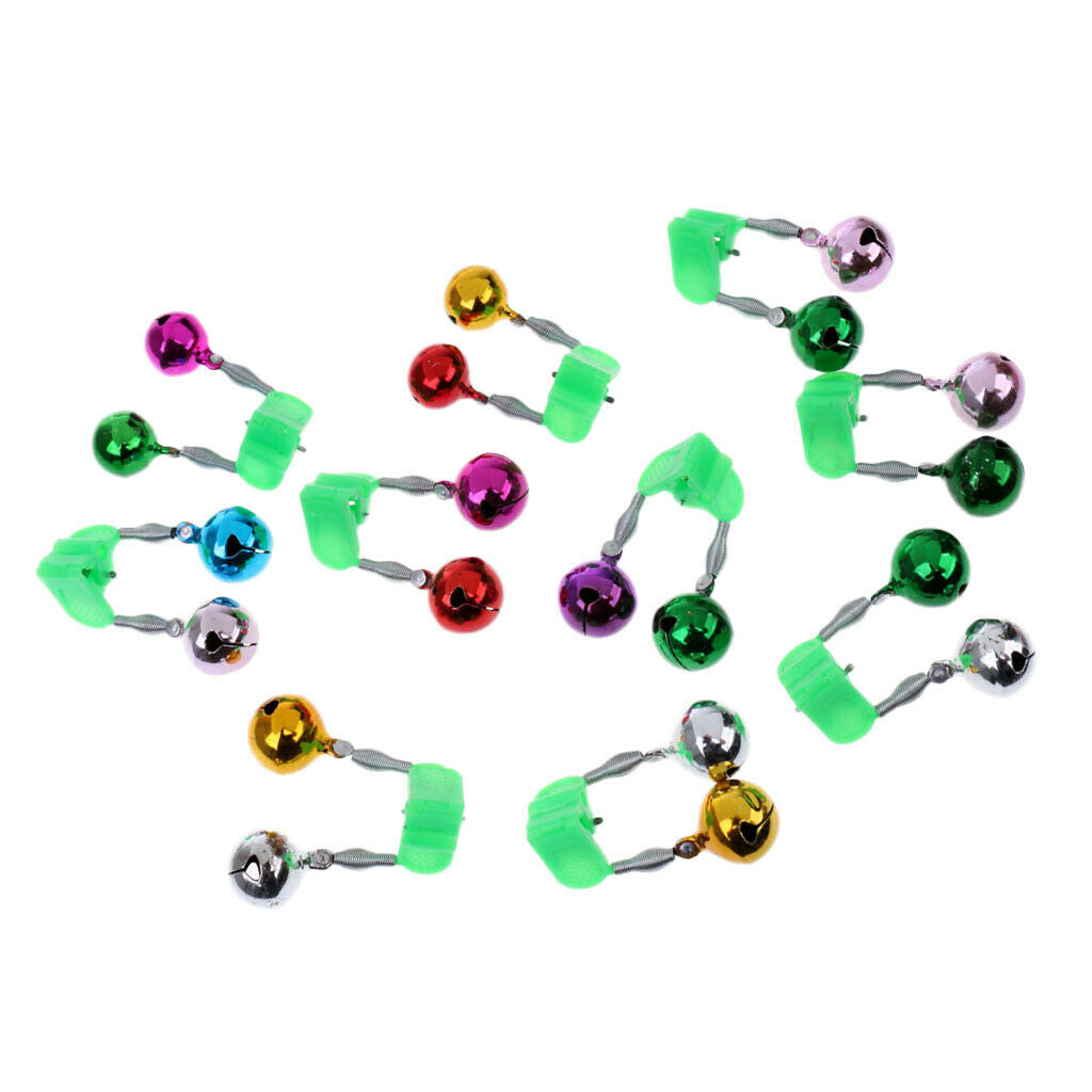 10Pcs Fishing Bite Lures Alarms 2 Bell Rod Tip Alert Rings Fishing Rod Bells