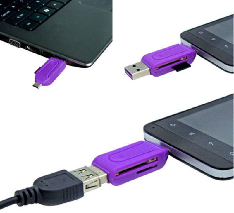 Excellent 3 Function Micro USB OTG TF Card Reader for Cell Phone PC BDAU