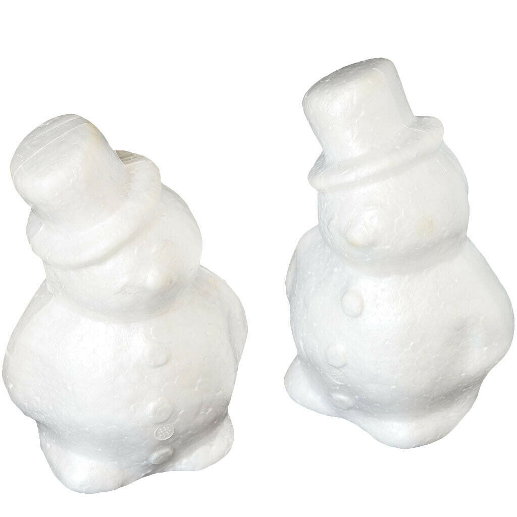 2pcs 17cm White Snowman Modelling Polystyrene Styrofoam Decoration Kid Craft